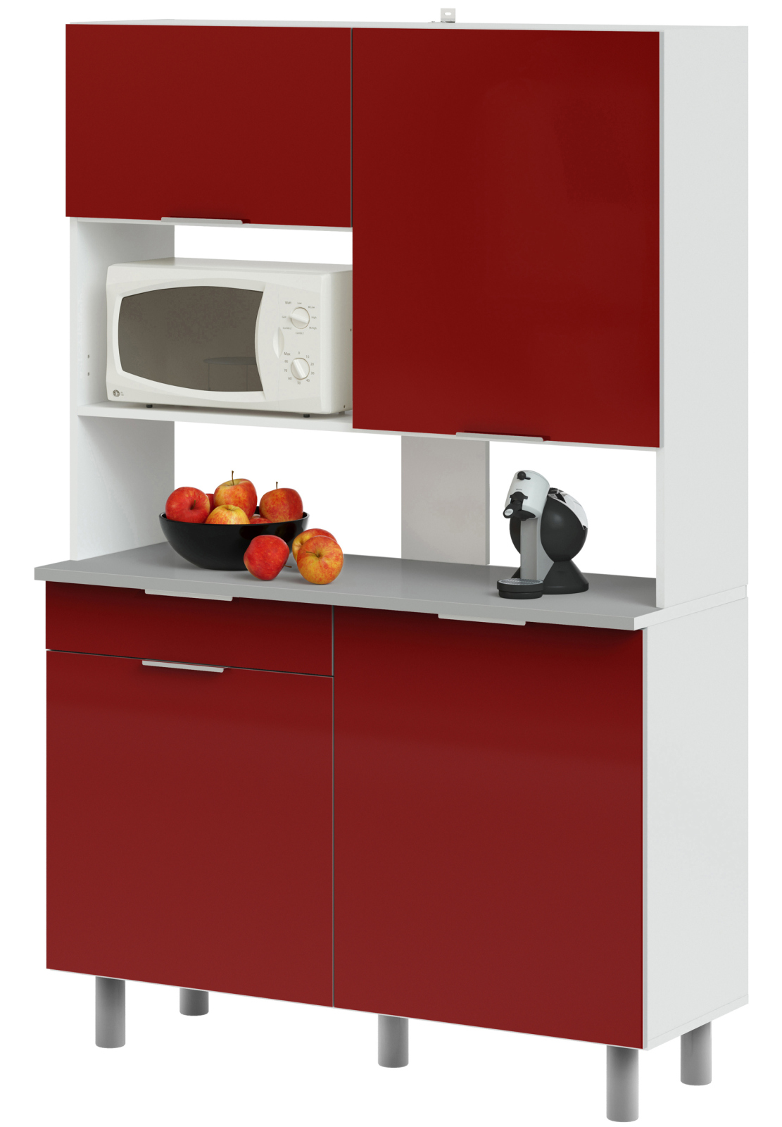 Buffet URBAN - rot-weiß - Hochglanz - 185 cm hoch