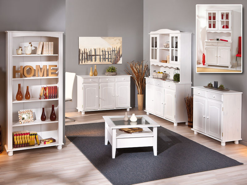 Buffet VALENCIA - weiß - Massivholz - 198 cm