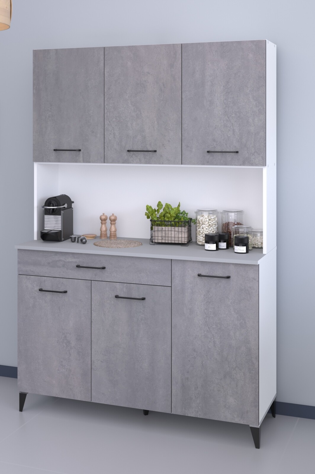 Buffetschrank MALICE 11 -  Betonoptik hell - weiß - 120 cm