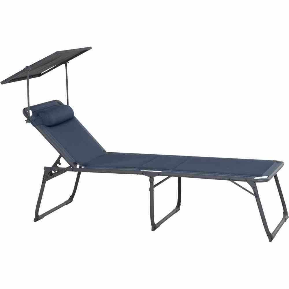 Campingliege PREMIUM - dunkelblau-anthrazit - 6-fach verstellbar