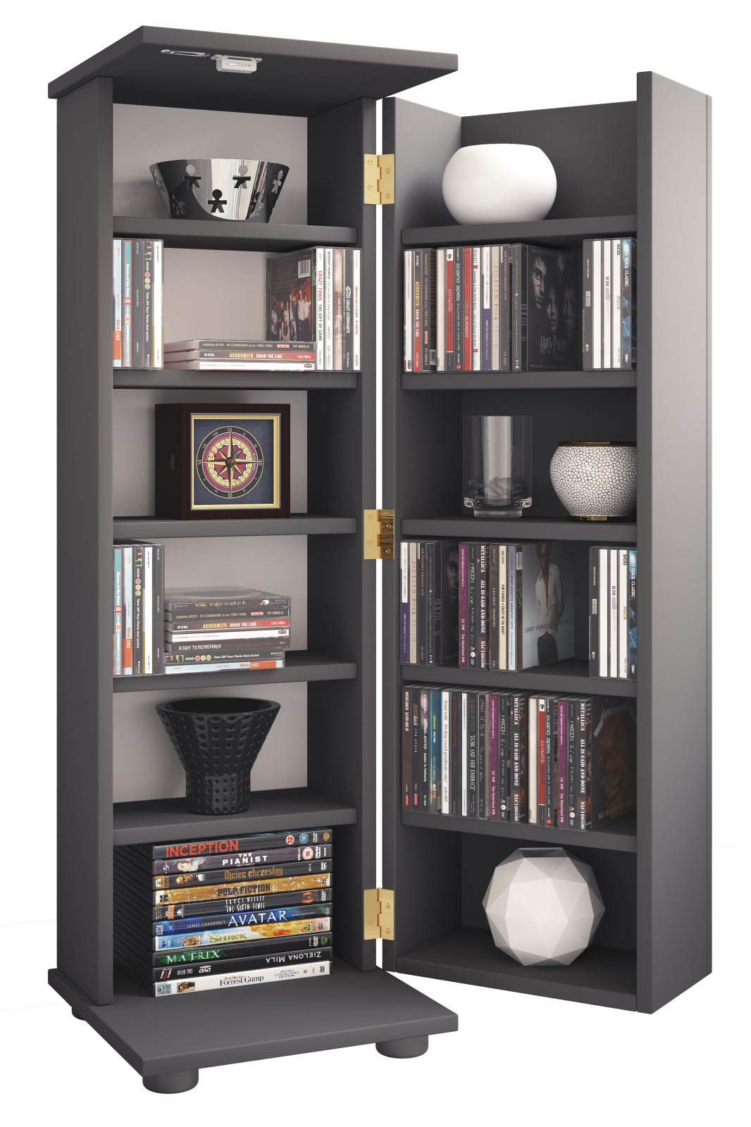 CD-DVD-Regal ENGALO L - anthrazit - abschließbar - 31x93 cm