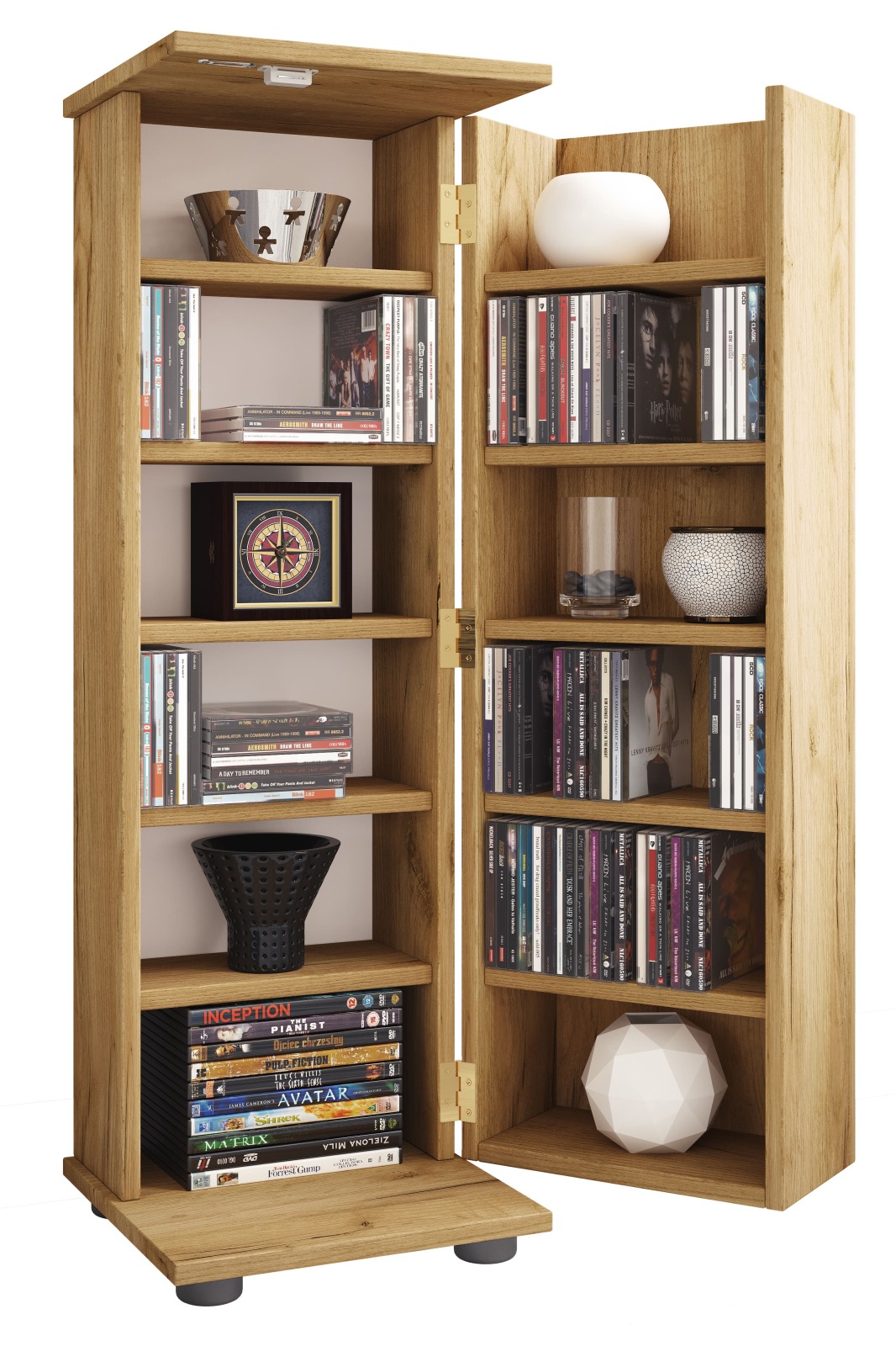 CD-DVD-Regal ENGALO L - Honig Eiche - abschließbar - 31x93 cm