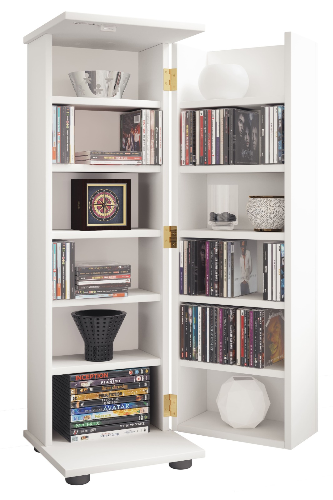CD-DVD-Regal ENGALO L - weiß - abschließbar - 31x93 cm