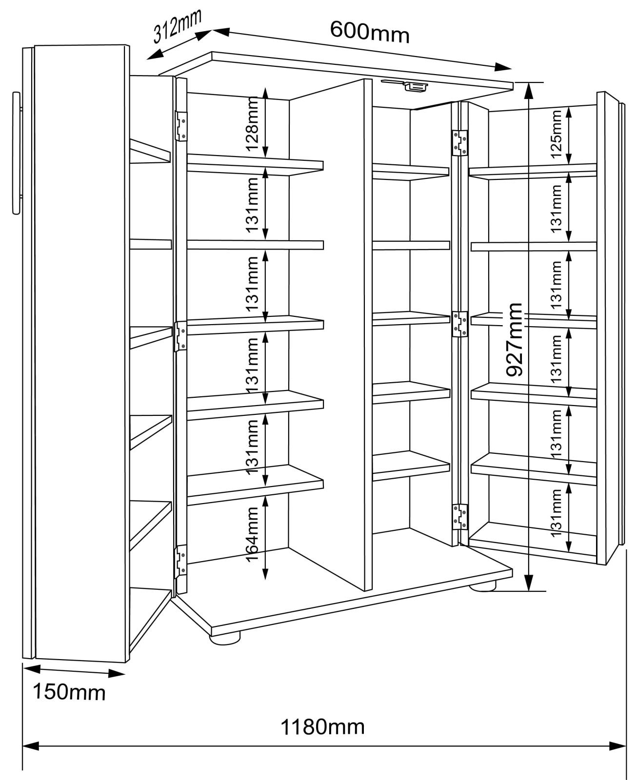 CD-DVD-Regal ENGALO XL - Honig Eiche - abschließbar - 60x93 cm