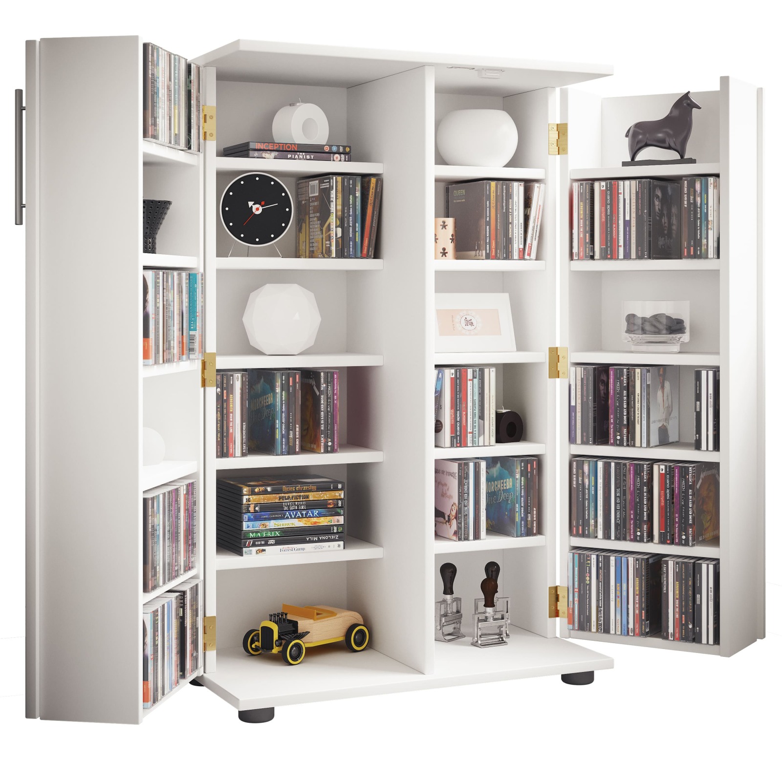 CD-DVD-Regal ENGALO XL - weiß - abschließbar - 60x93 cm