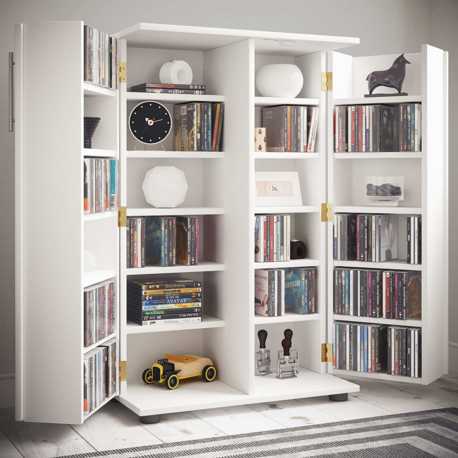 CD-DVD-Regal ENGALO XL - weiß - abschließbar - 60x93 cm