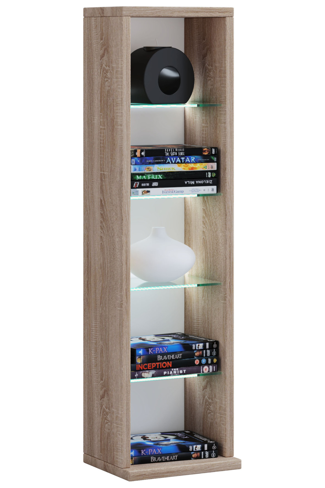 CD-DVD-Regal RASATO L - Sonoma Eiche - 77 cm hoch