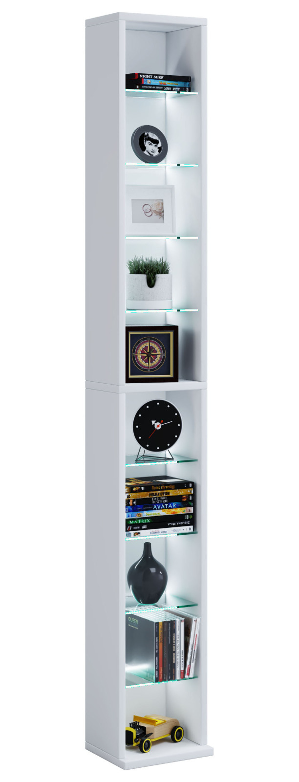 CD-DVD-Regal RASATO XL - weiß - 152 cm hoch