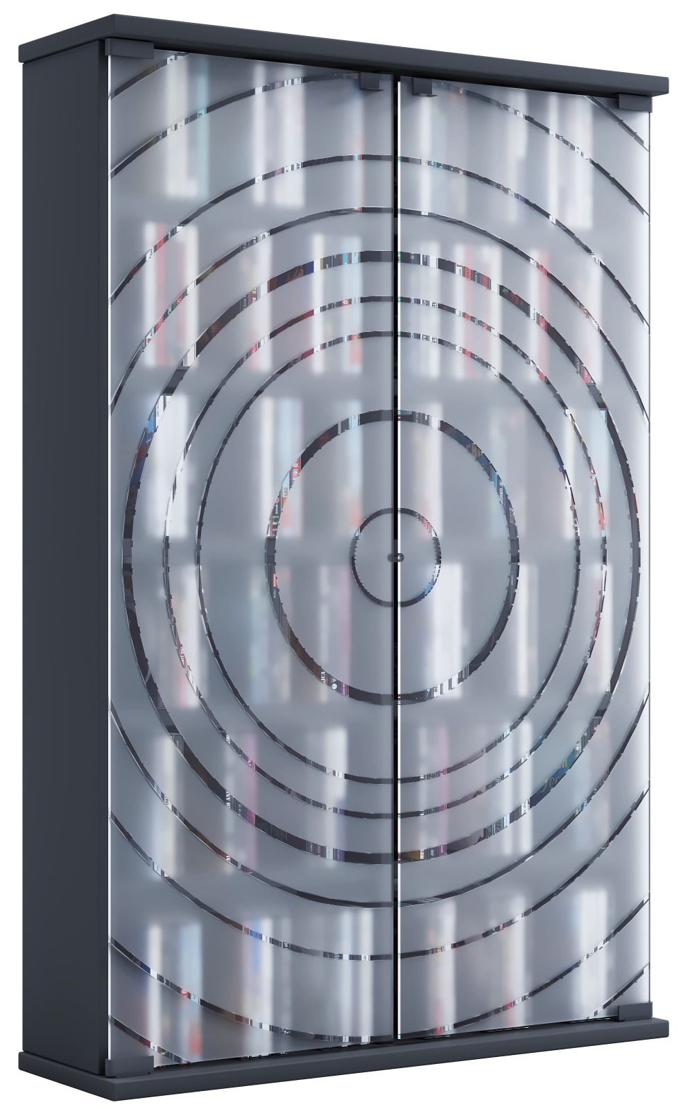 CD-DVD-Regal TILANO L - anthrazit - Milchglastüren - 60 cm breit