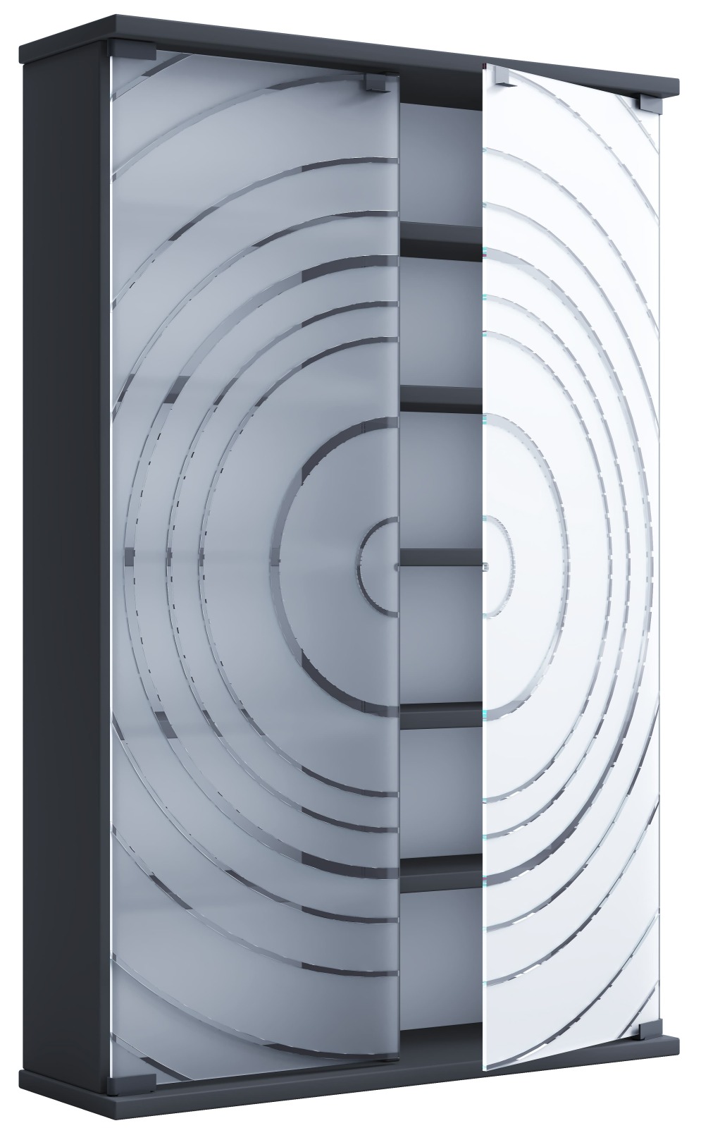 CD-DVD-Regal TILANO L - anthrazit - Milchglastüren - 60 cm breit