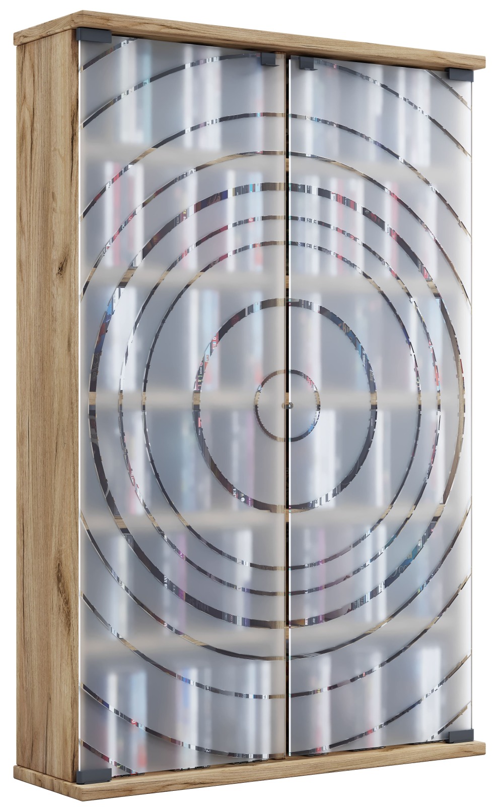CD-DVD-Regal TILANO L - Honig Eiche - Milchglastüren - 60 cm breit