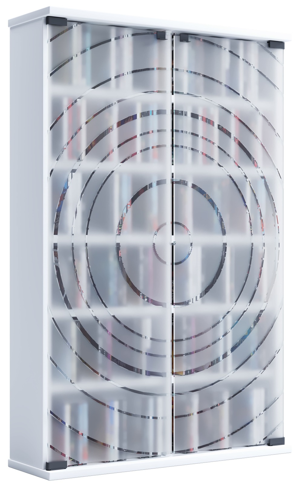CD-DVD-Regal TILANO L - weiß - Milchglastüren - 60 cm breit