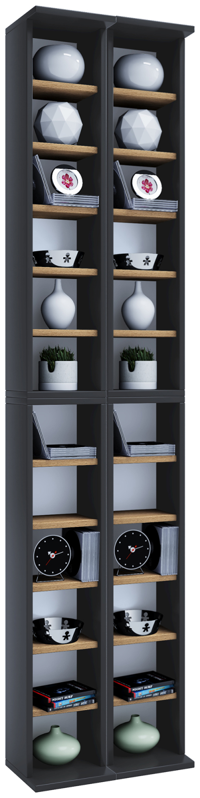 CD-Regal ALMERA - anthrazit-Honig Eiche - 42 cm breit - erweiterbar
