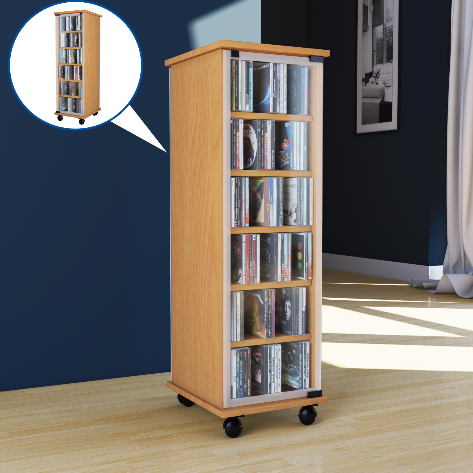 CD-Regal - Buche - 31 cm breit - für 300 CDs