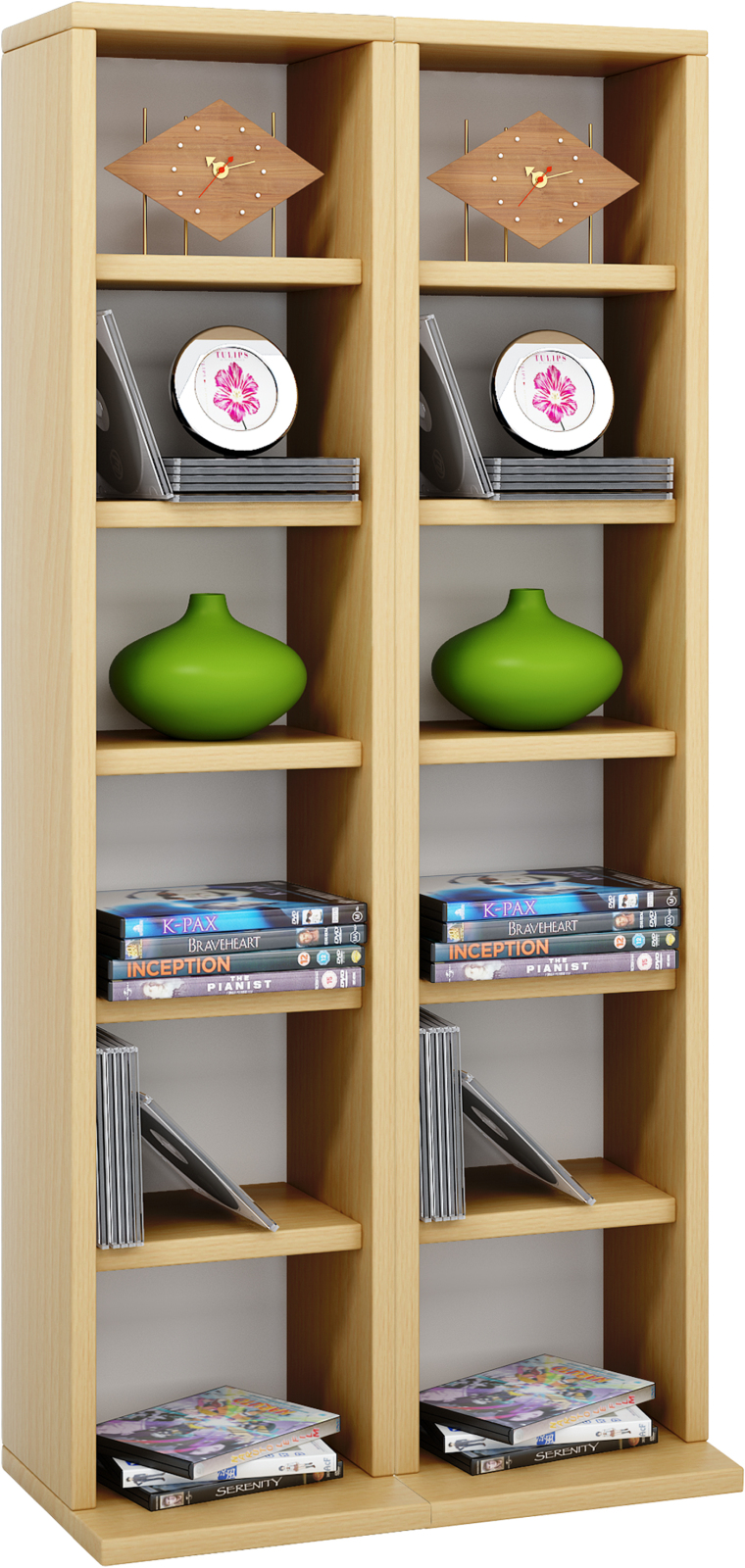 CD-Regal - Buche - 42 cm breit - für 204 CDs - erweiterbar