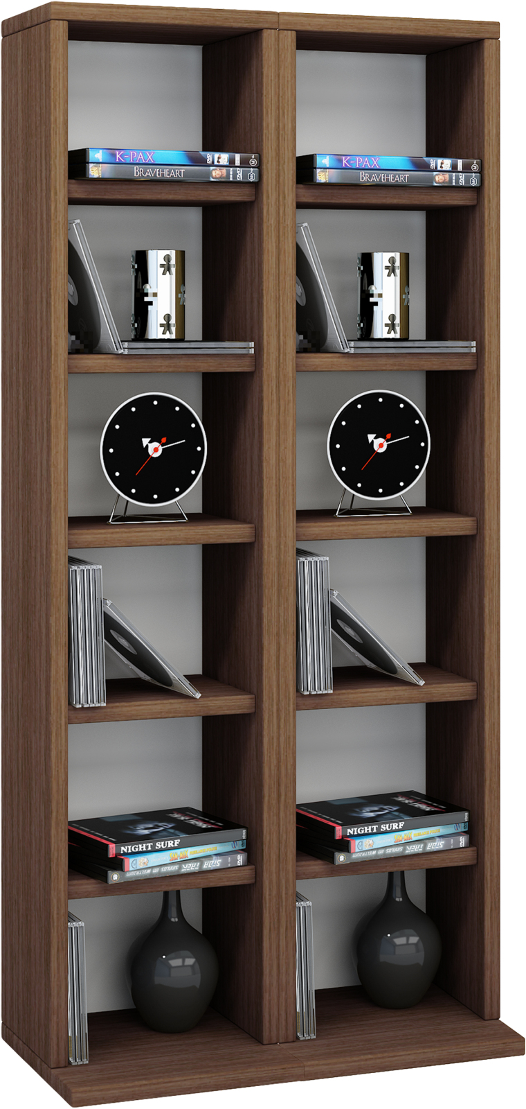 CD-Regal - Kern-Nussbaum - 42 cm breit - für 204 CDs - erweiterbar