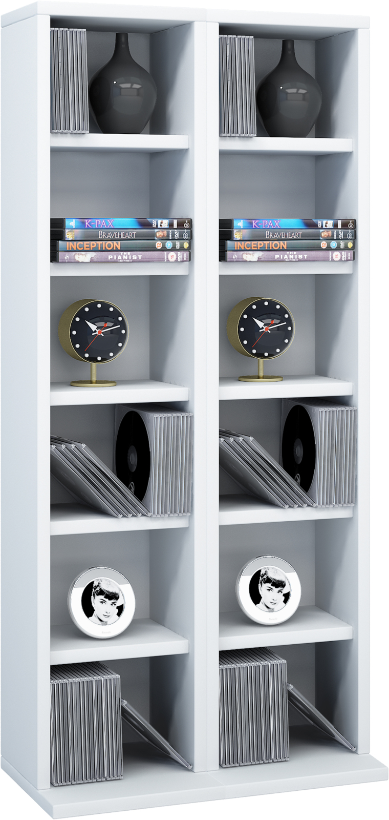 CD-Regal MILANO - weiß - für 204 CDs - erweiterbar