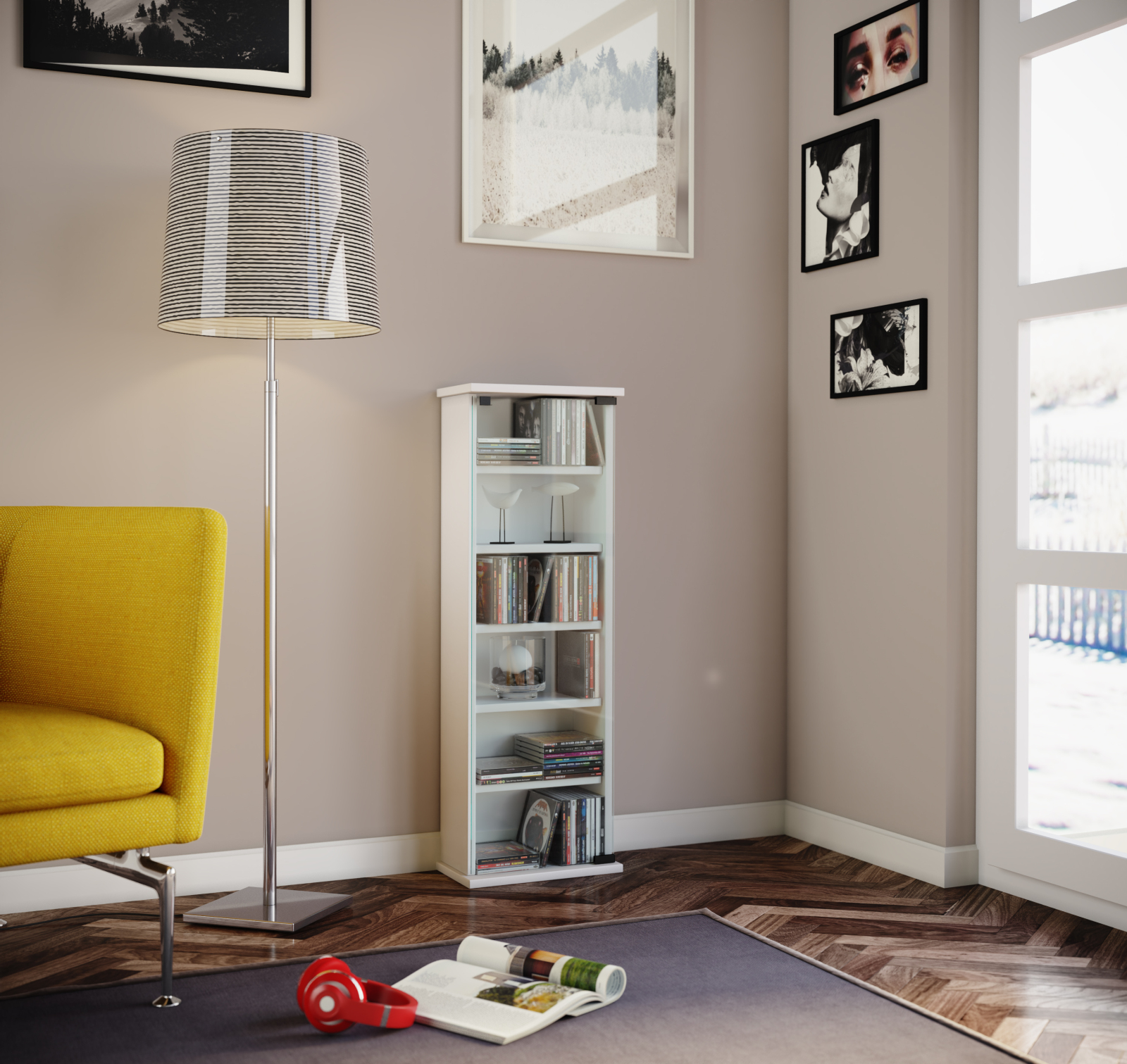 CD-Regal - weiß - 31 cm breit - für 150 CDs