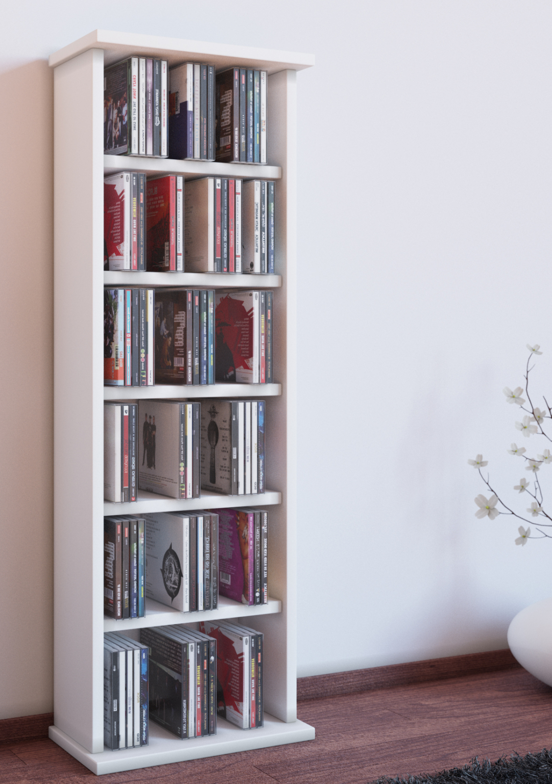 CD-Regal - weiß - 31 cm breit - für 150 CDs