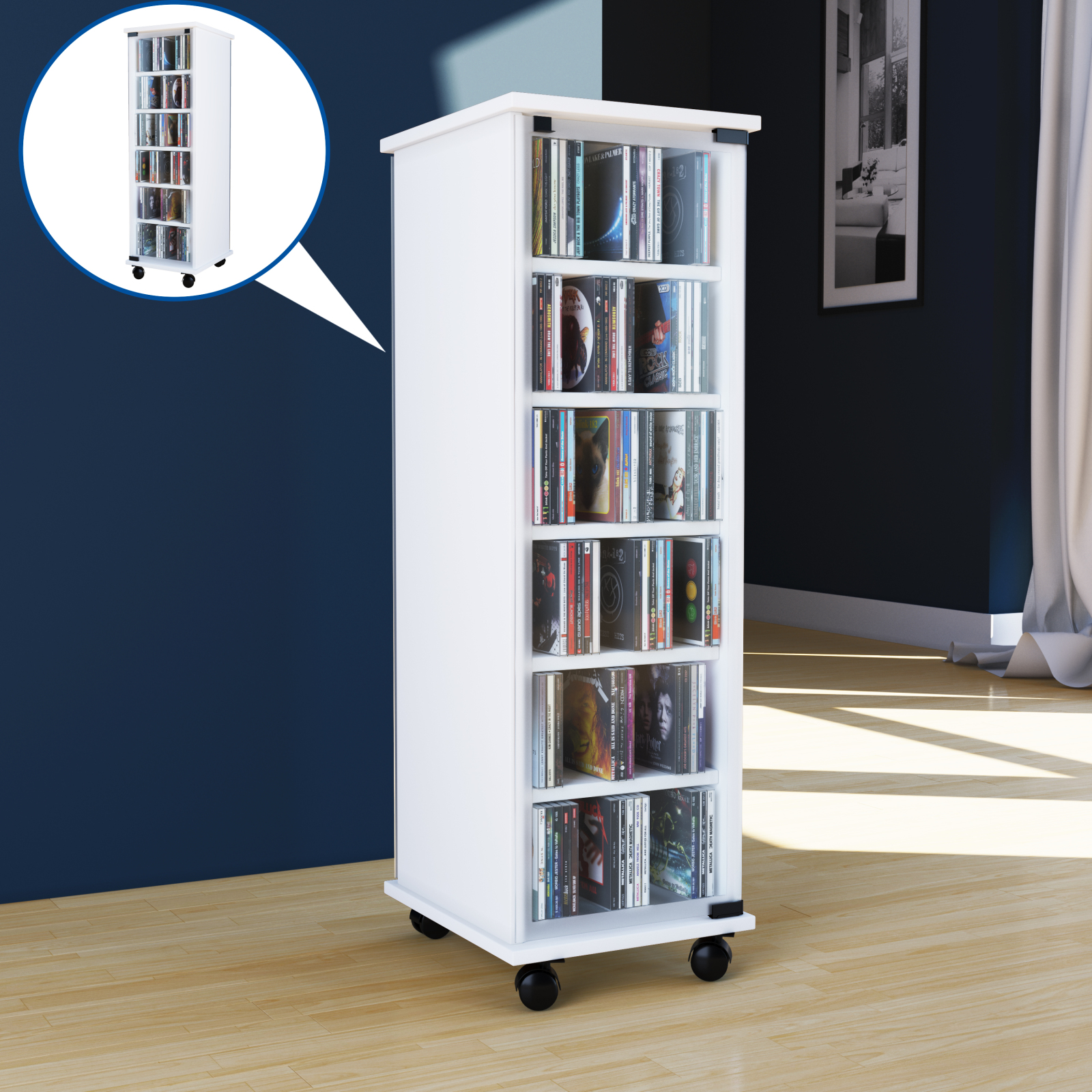 CD-Regal - weiß - 31 cm breit - für 300 CDs