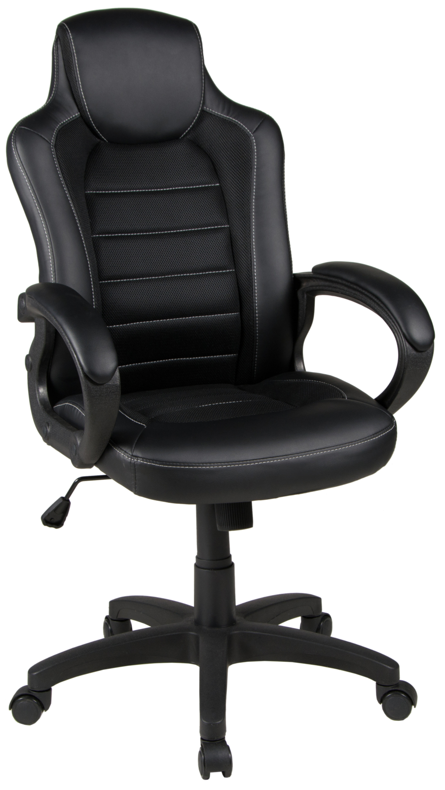 Chefsessel - schwarz - Wippmechanik - Lederoptik-Netzstoff