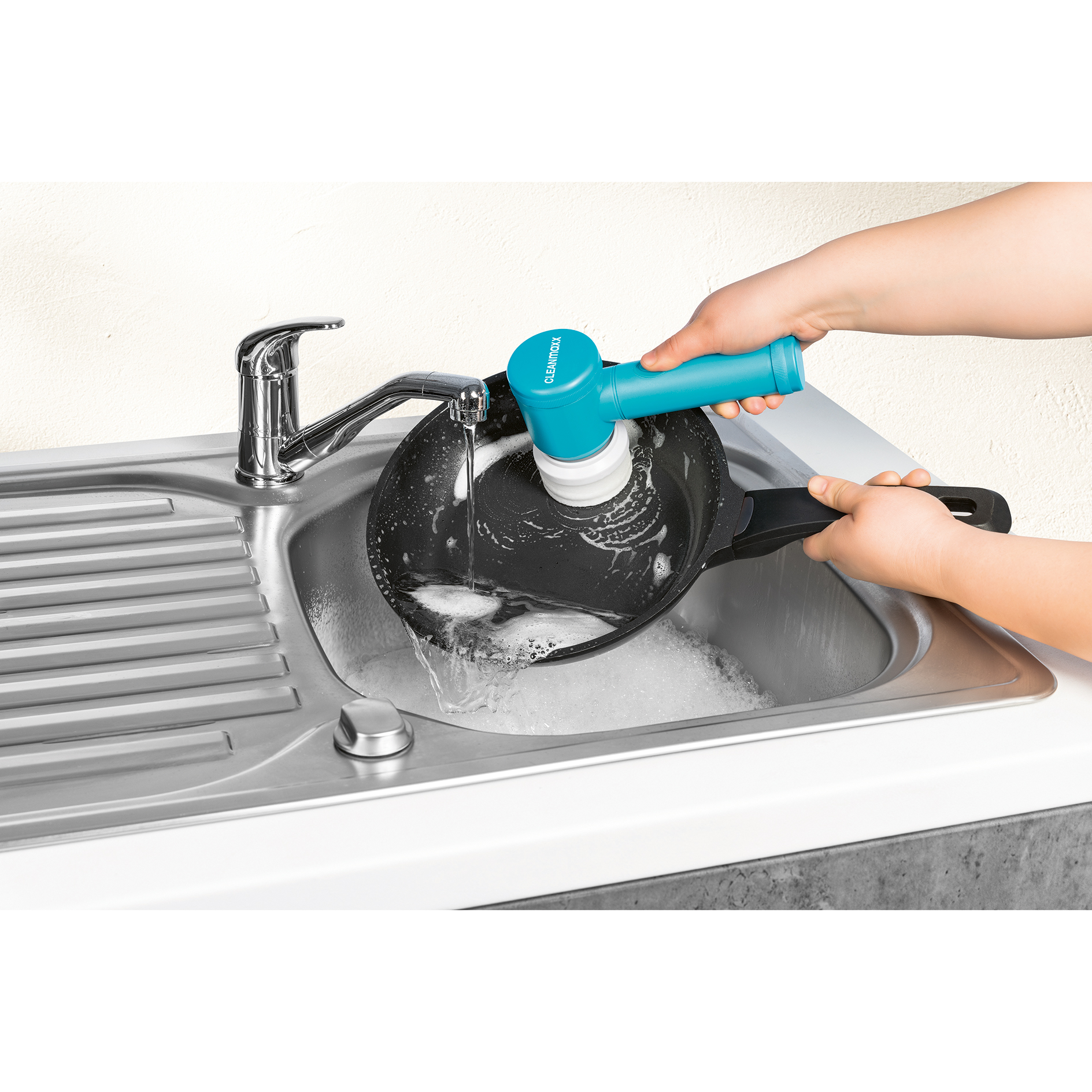CLEANMAXX Akku-Reinigungsbürste 16482 - blau-weiß - 7-teilig