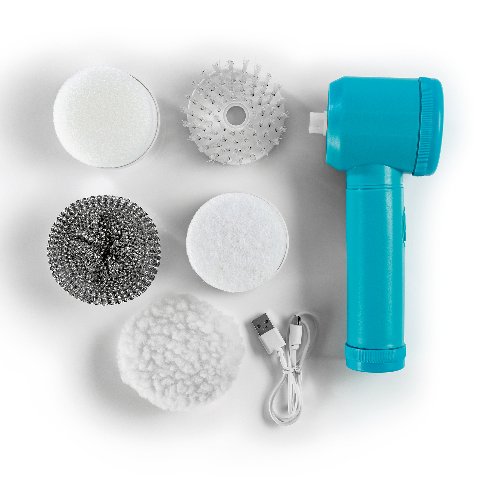 CLEANMAXX Akku-Reinigungsbürste 16482 - blau-weiß - 7-teilig
