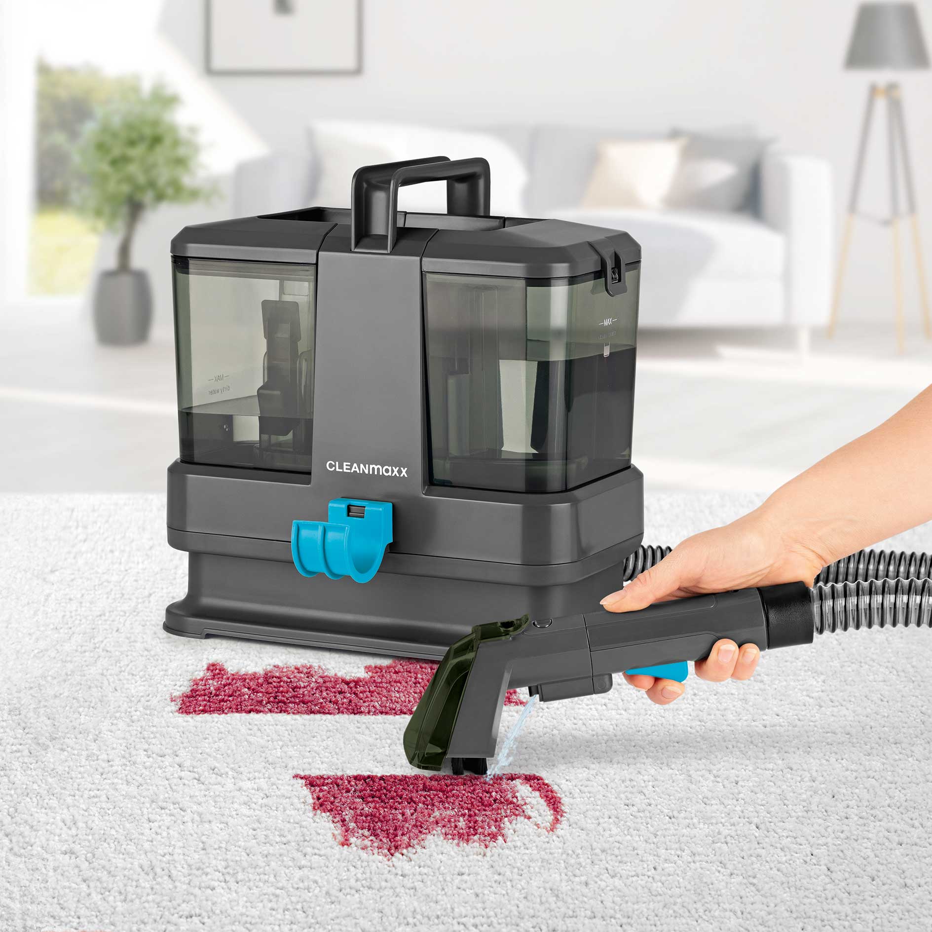 CLEANMAXX Polster- & Teppichreiniger 16382 - grau-blau - 330 Watt