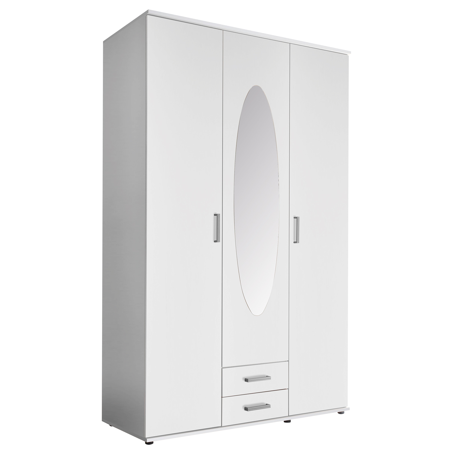 clever pick Drehtürenschrank - weiß - Spiegel - 195 cm