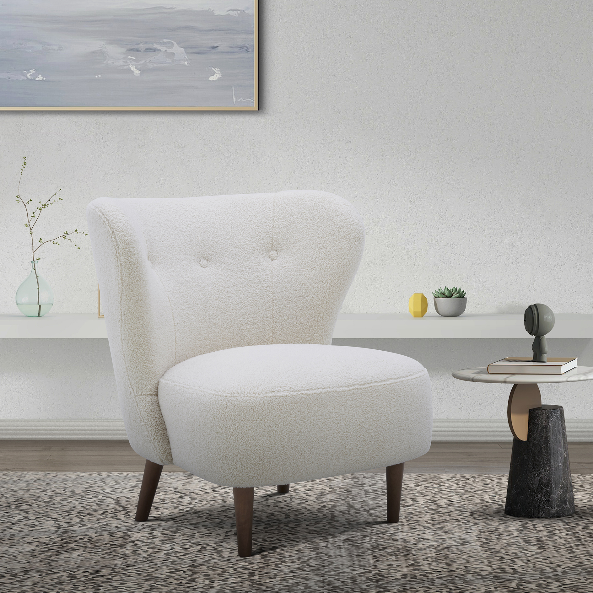 Cocktailsessel - beige - Teddystoff