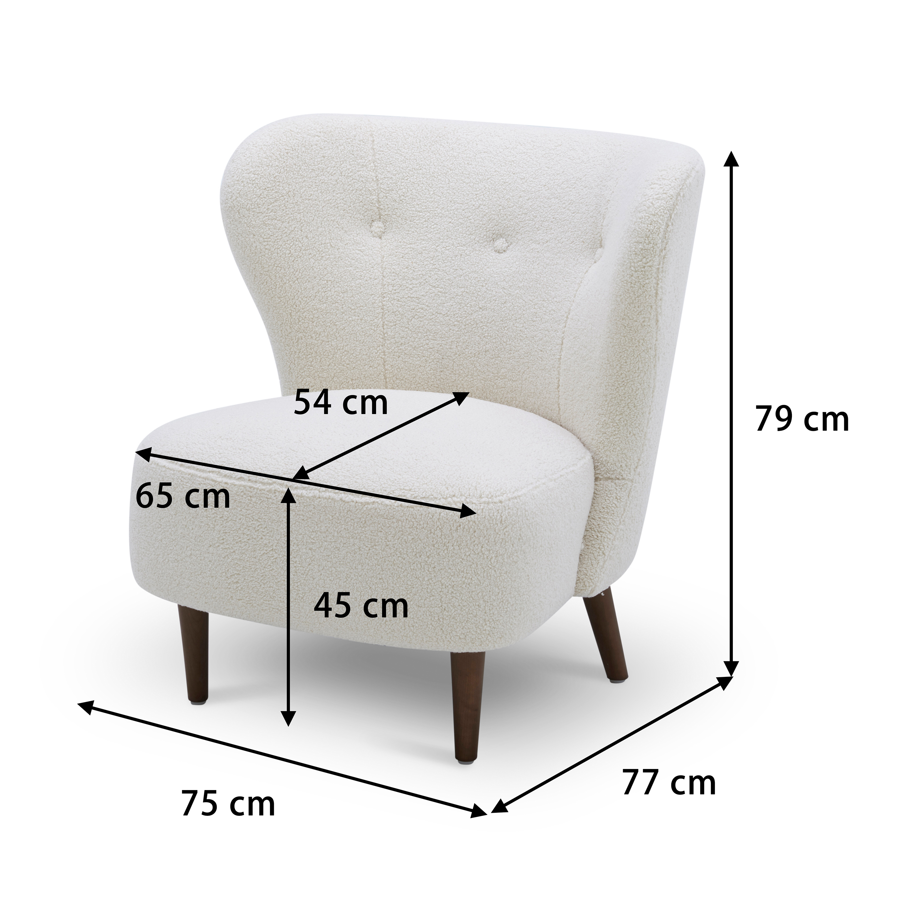 Cocktailsessel - beige - Teddystoff