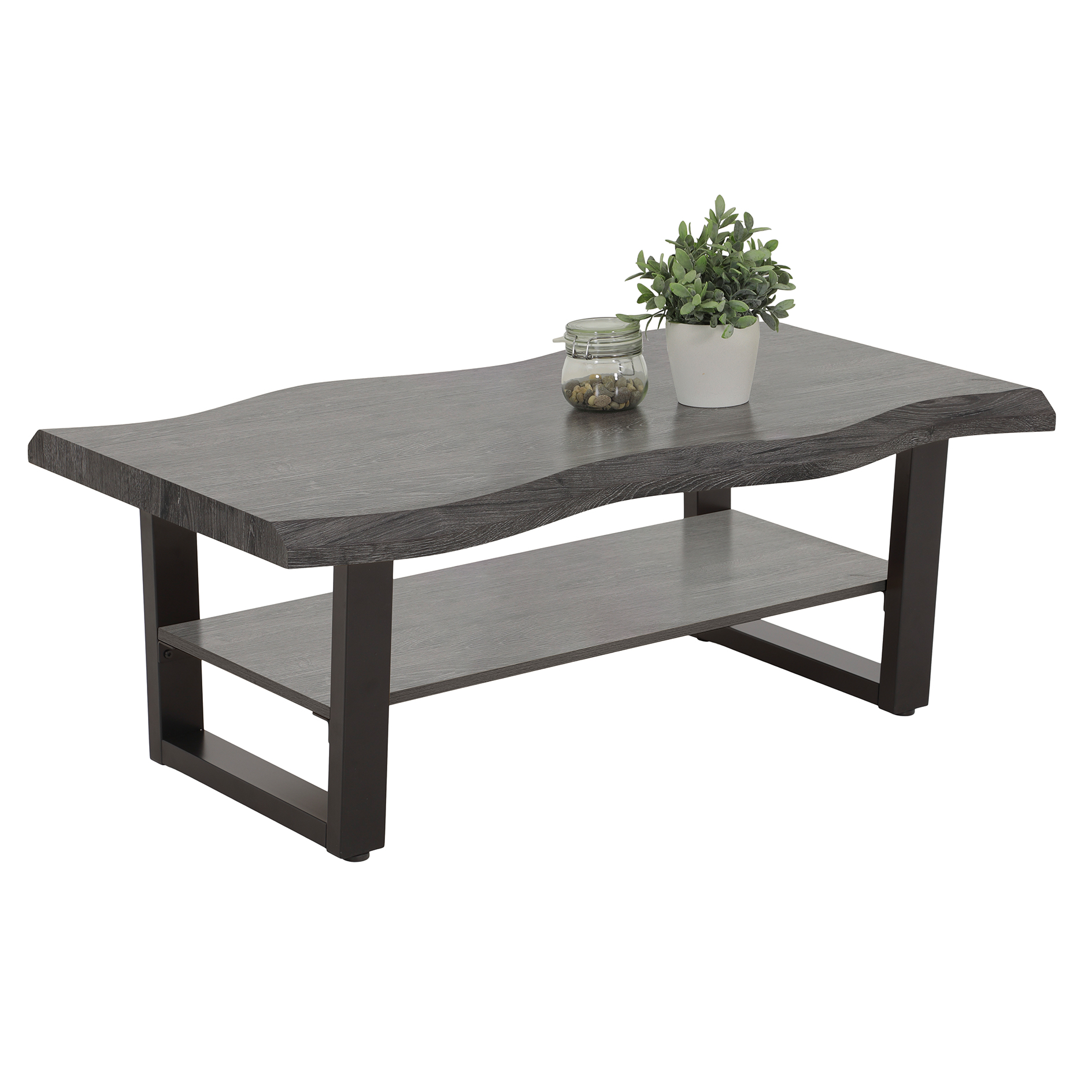 Couchtisch - Akazie grau-schwarz - 110 cm