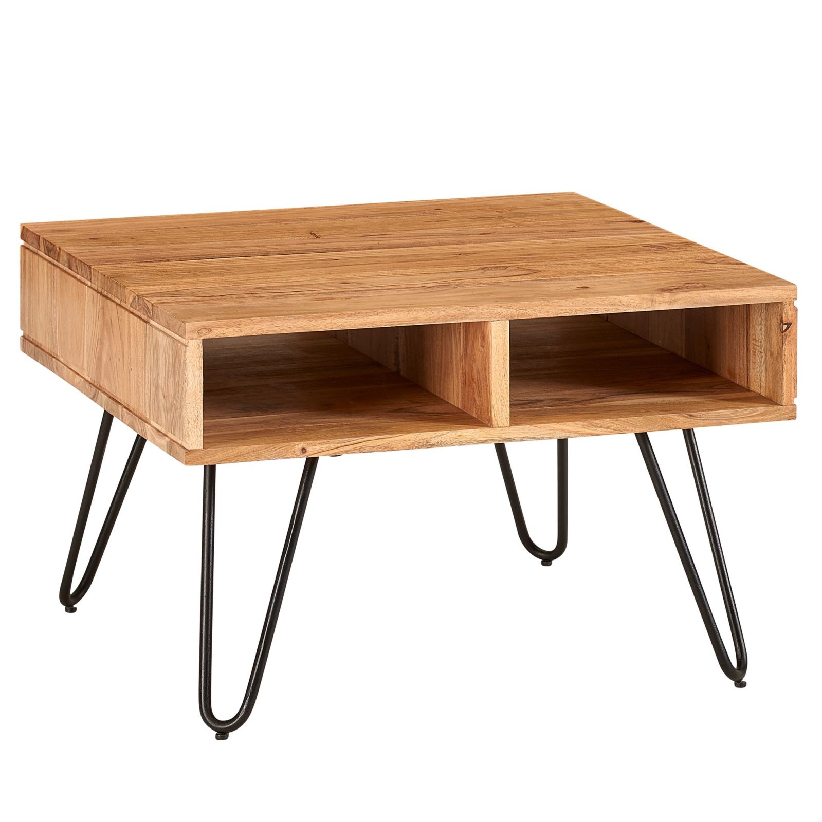 Couchtisch - Akazie massiv - schwarz - 60 cm