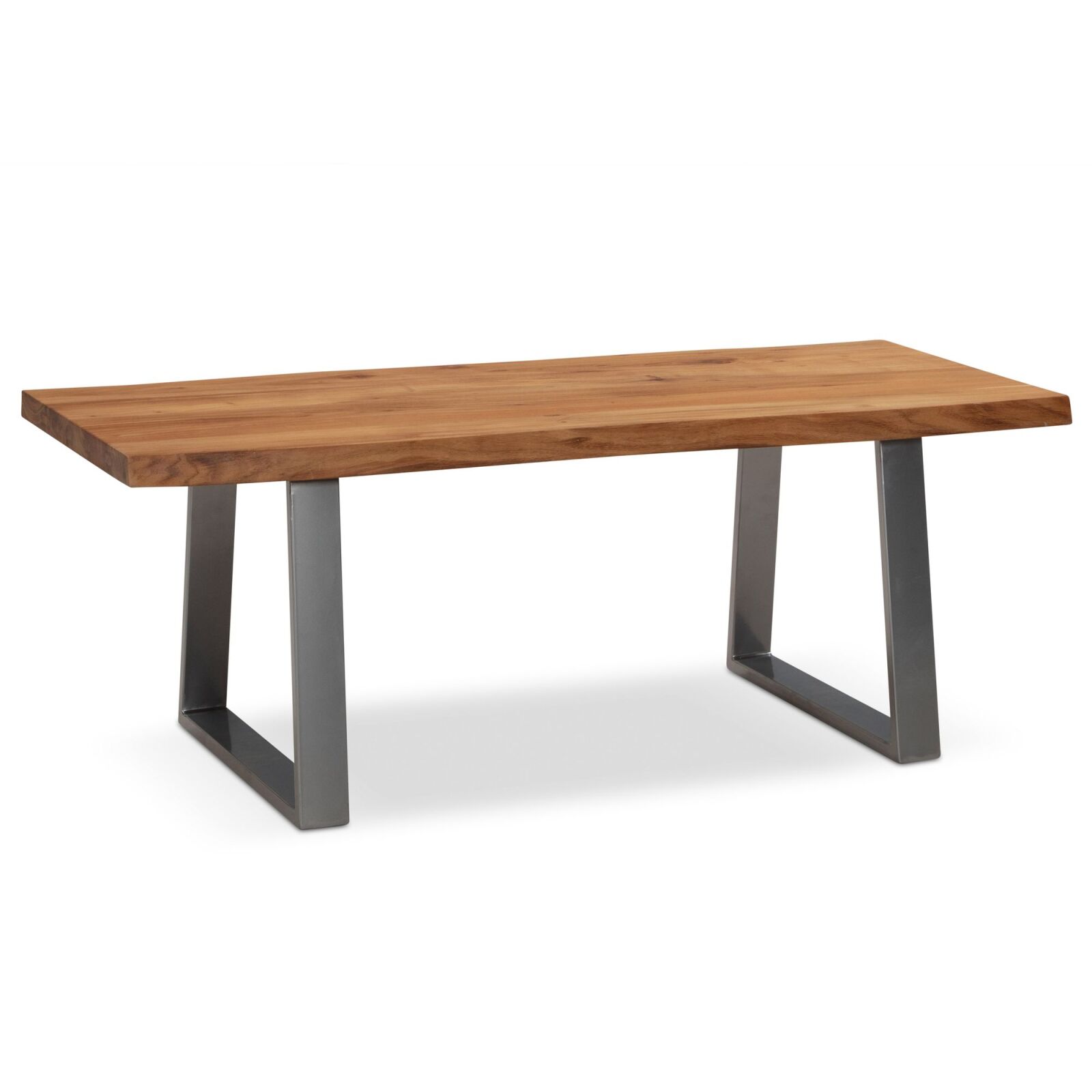 Couchtisch - Akazie massiv - Trapezgestell chromfarben - 120x60 cm