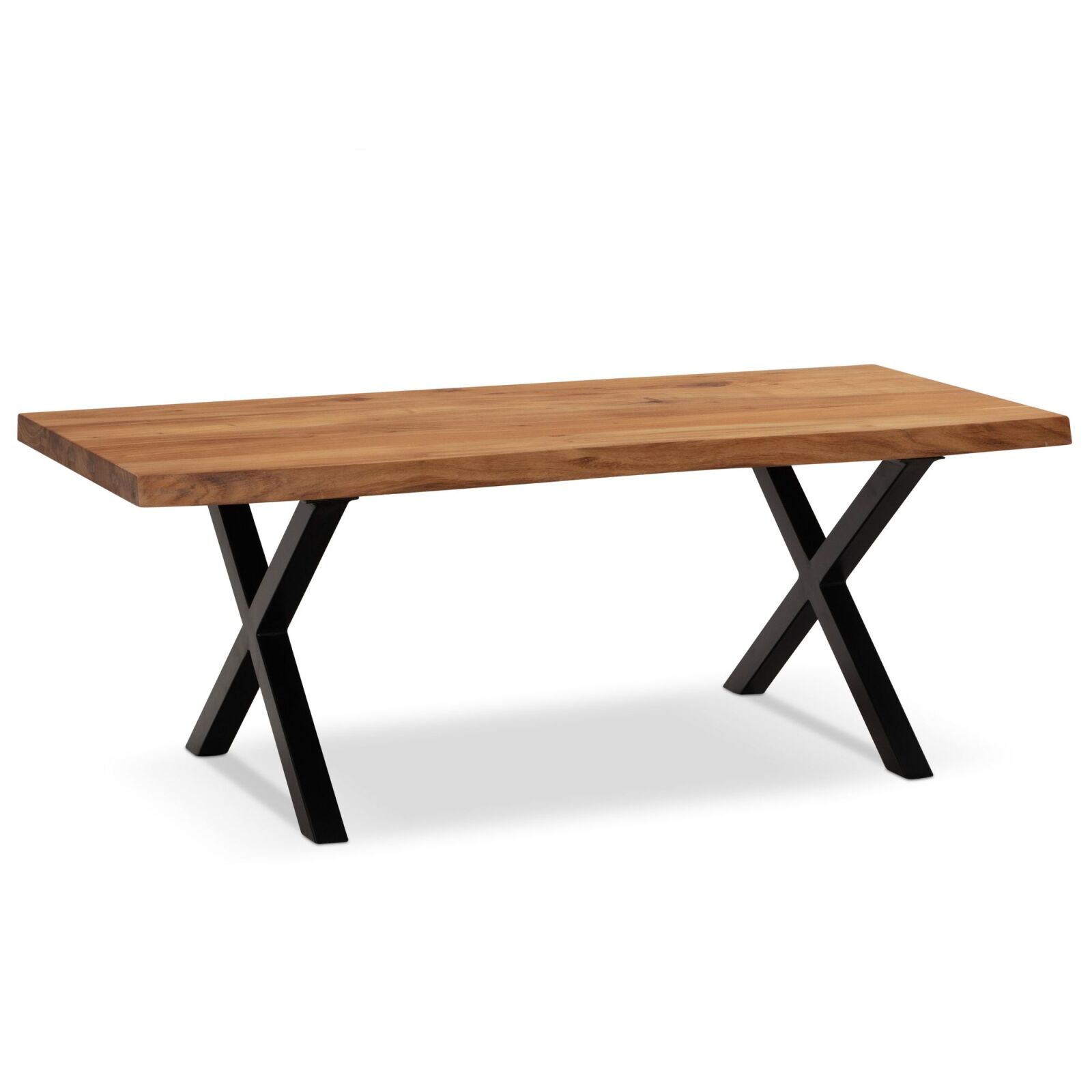 Couchtisch - Akazie massiv - X-Gestell schwarz - 120x60 cm