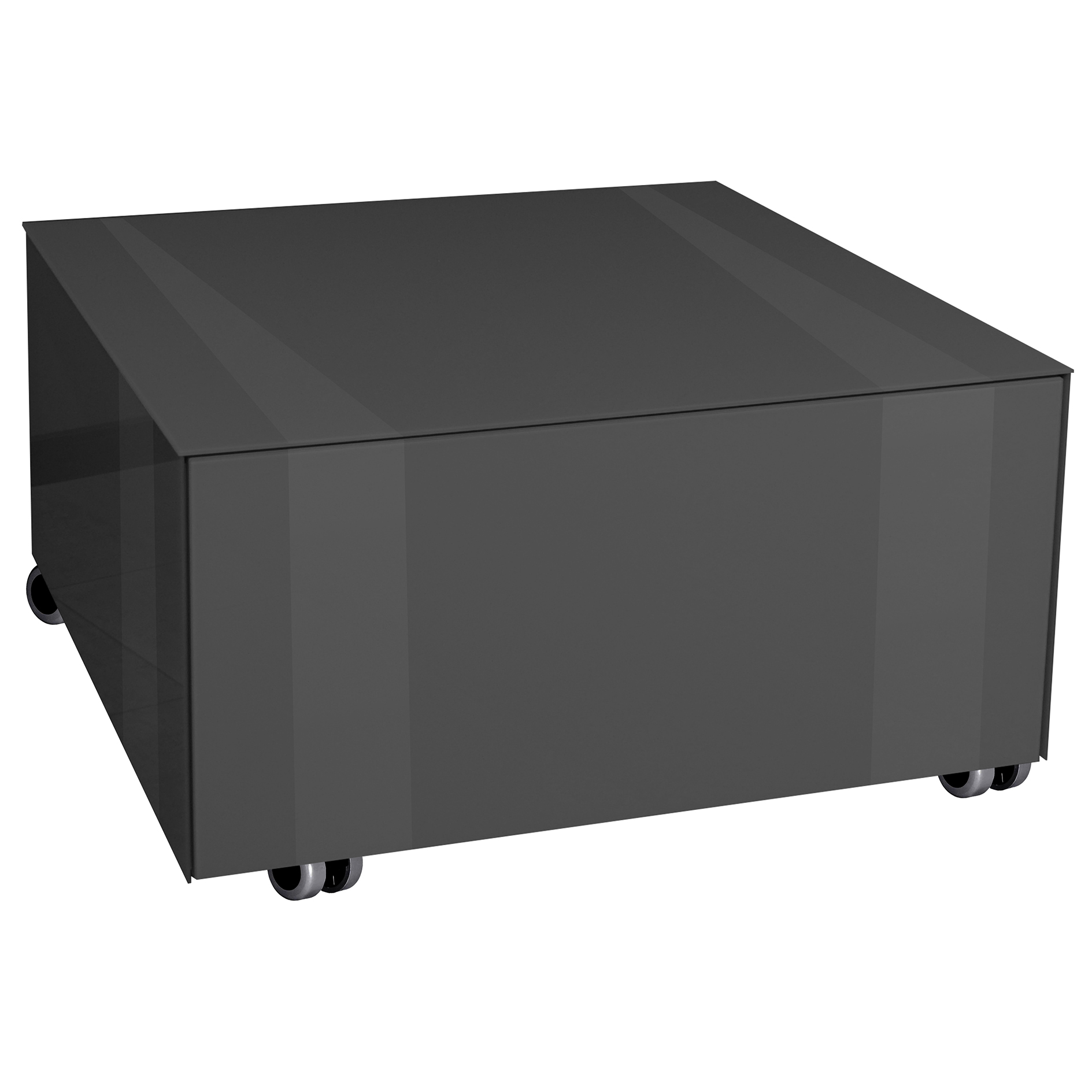 Couchtisch - anthrazit matt - mit Glas - mit Schubkasten