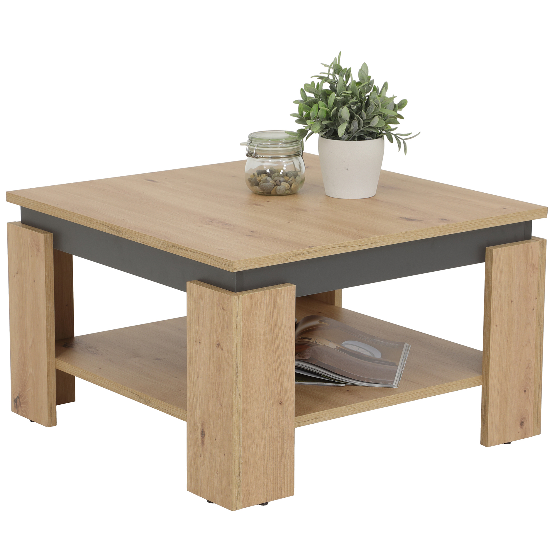Couchtisch - Artisan Eiche - anthrazit - 68x68 cm