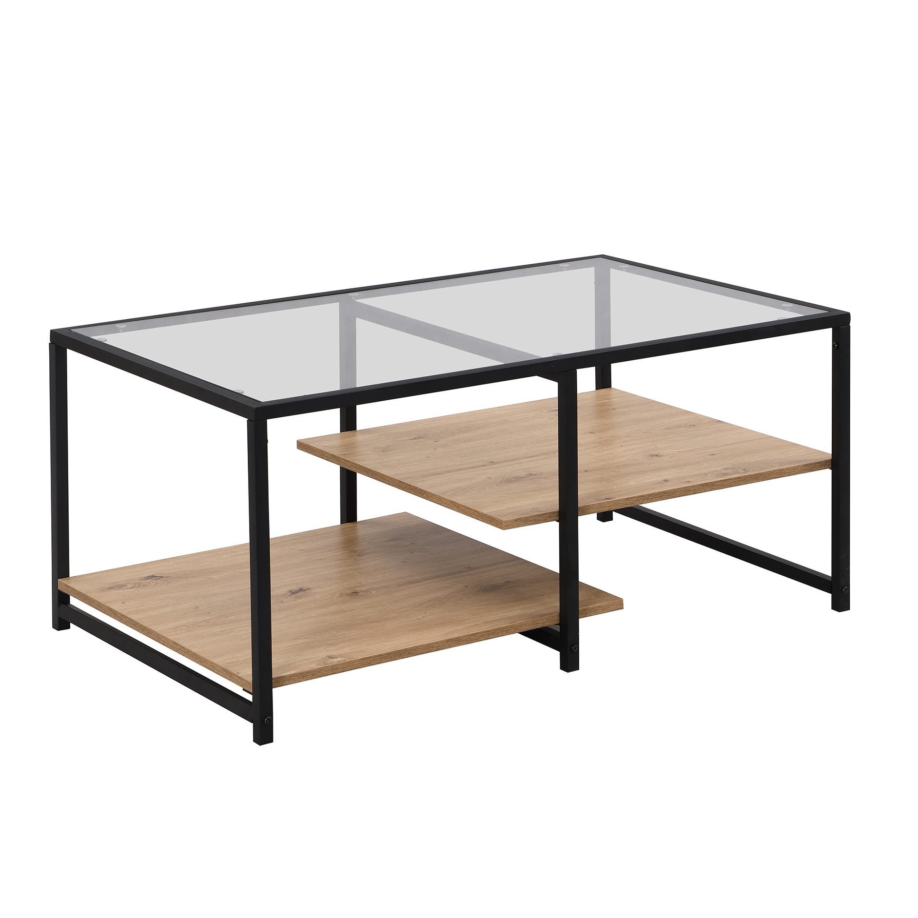 Couchtisch - Artisan Eiche - schwarz - Glas - 100 cm