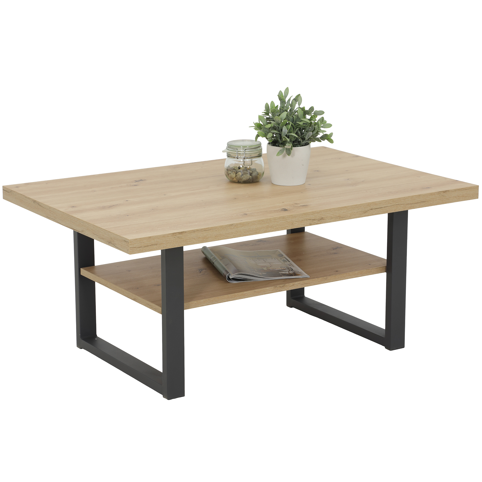 Couchtisch - Artisan Eiche - schwarz - U-Gestell - 105x69 cm