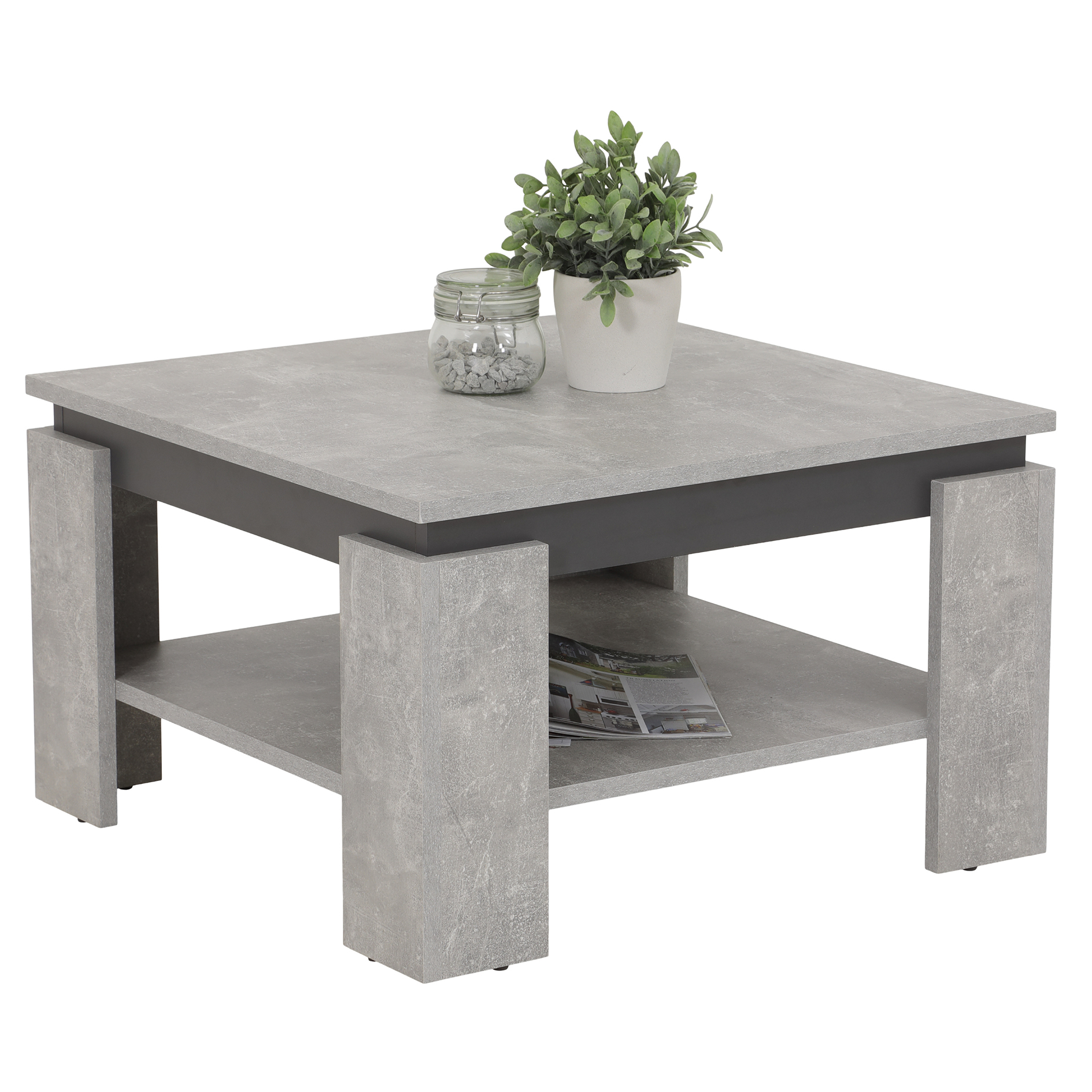 Couchtisch - Betonoptik - anthrazit - 68x68 cm