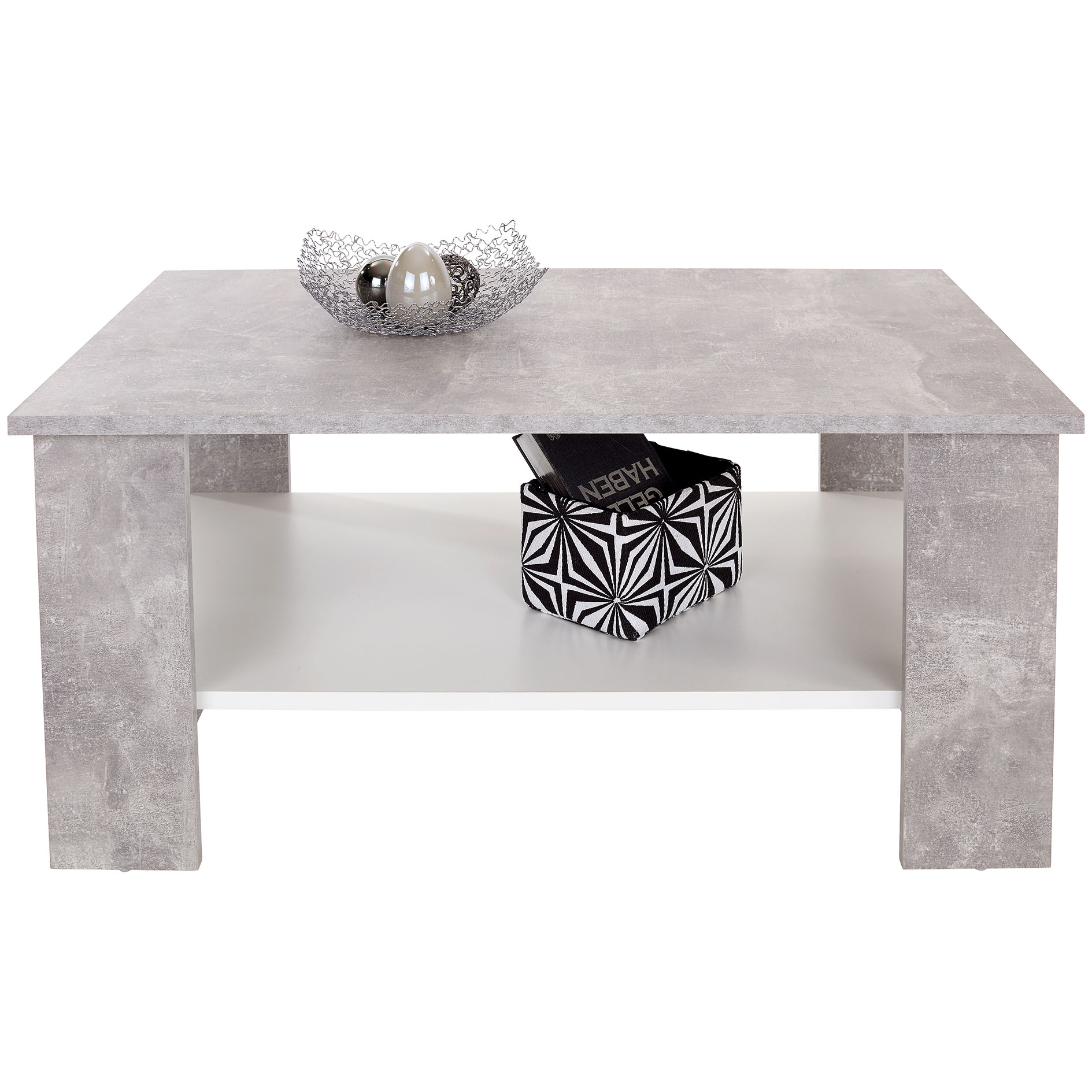 Couchtisch - Betonoptik - weiß - 90 cm breit