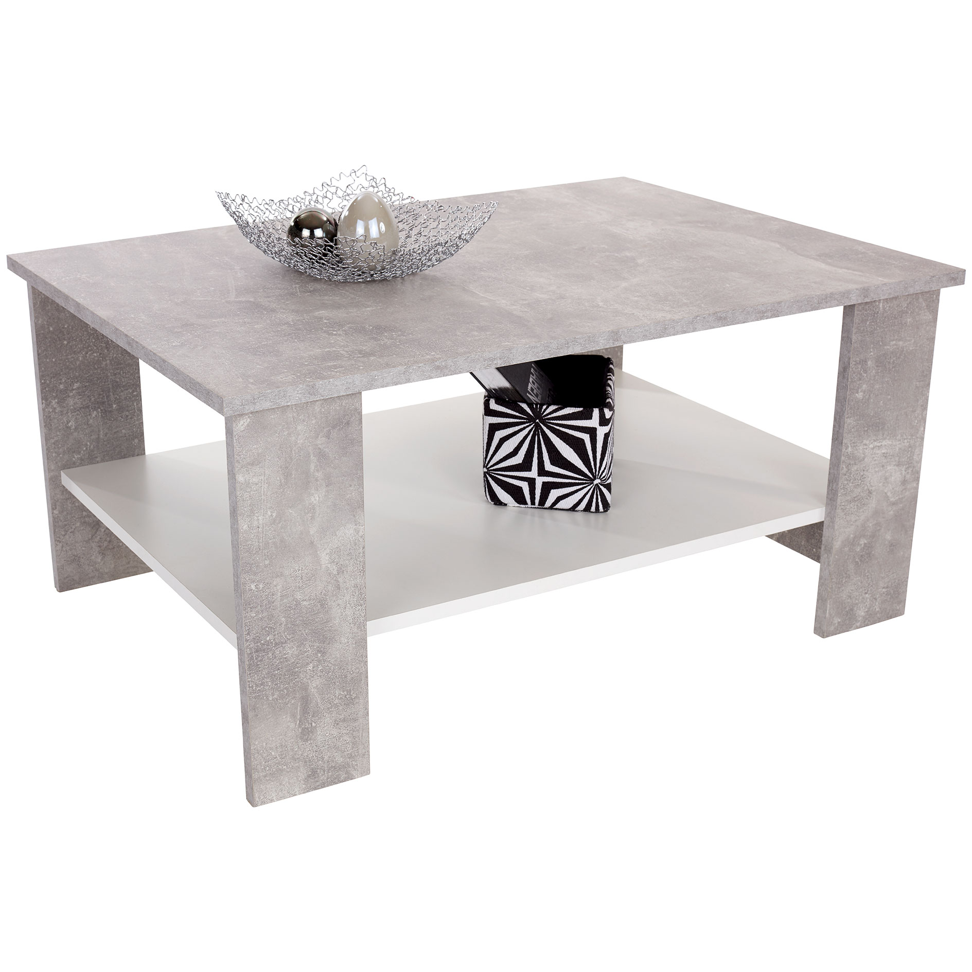 Couchtisch - Betonoptik - weiß - 90 cm breit