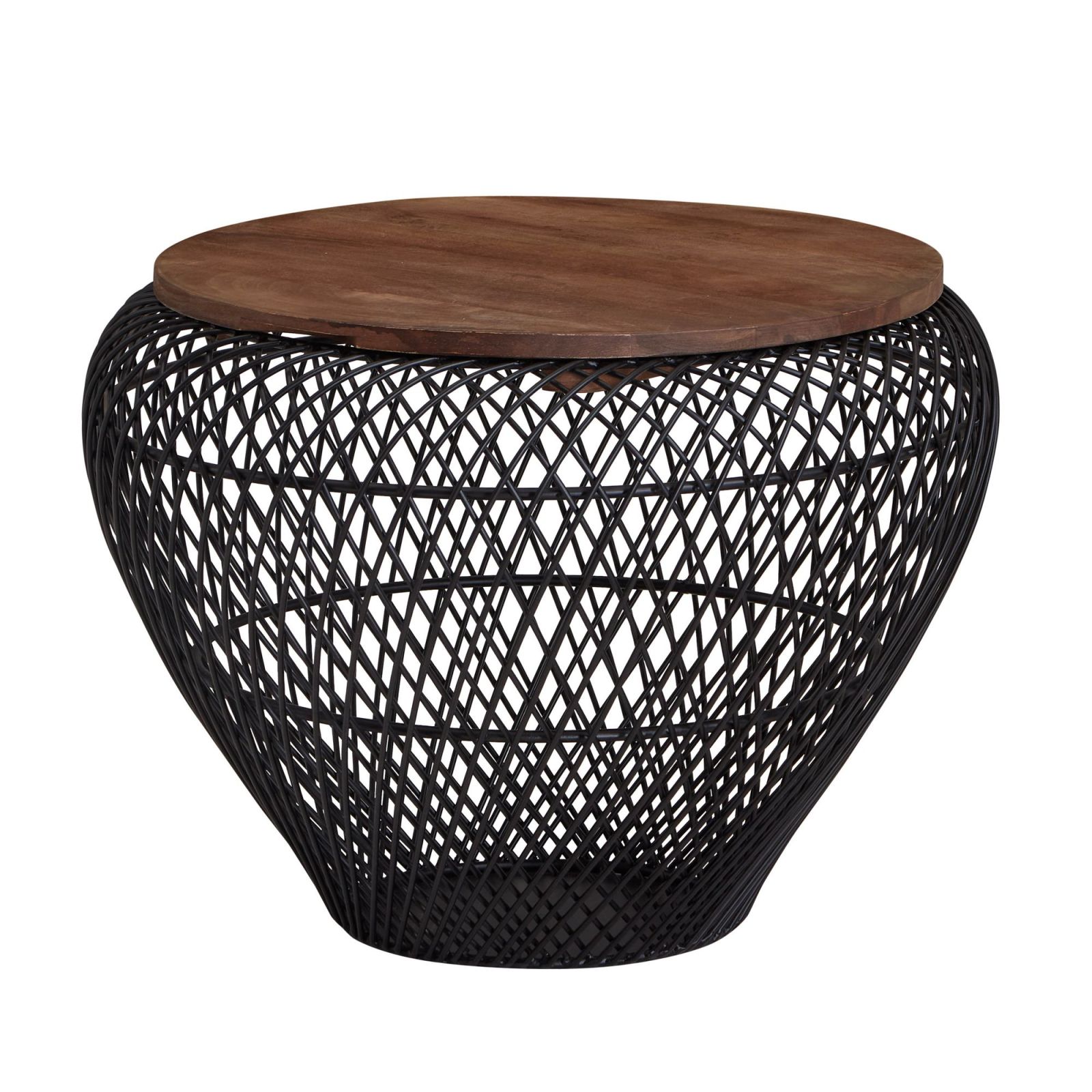 Couchtisch - braun-schwarz matt - Massivholz - 60 cm
