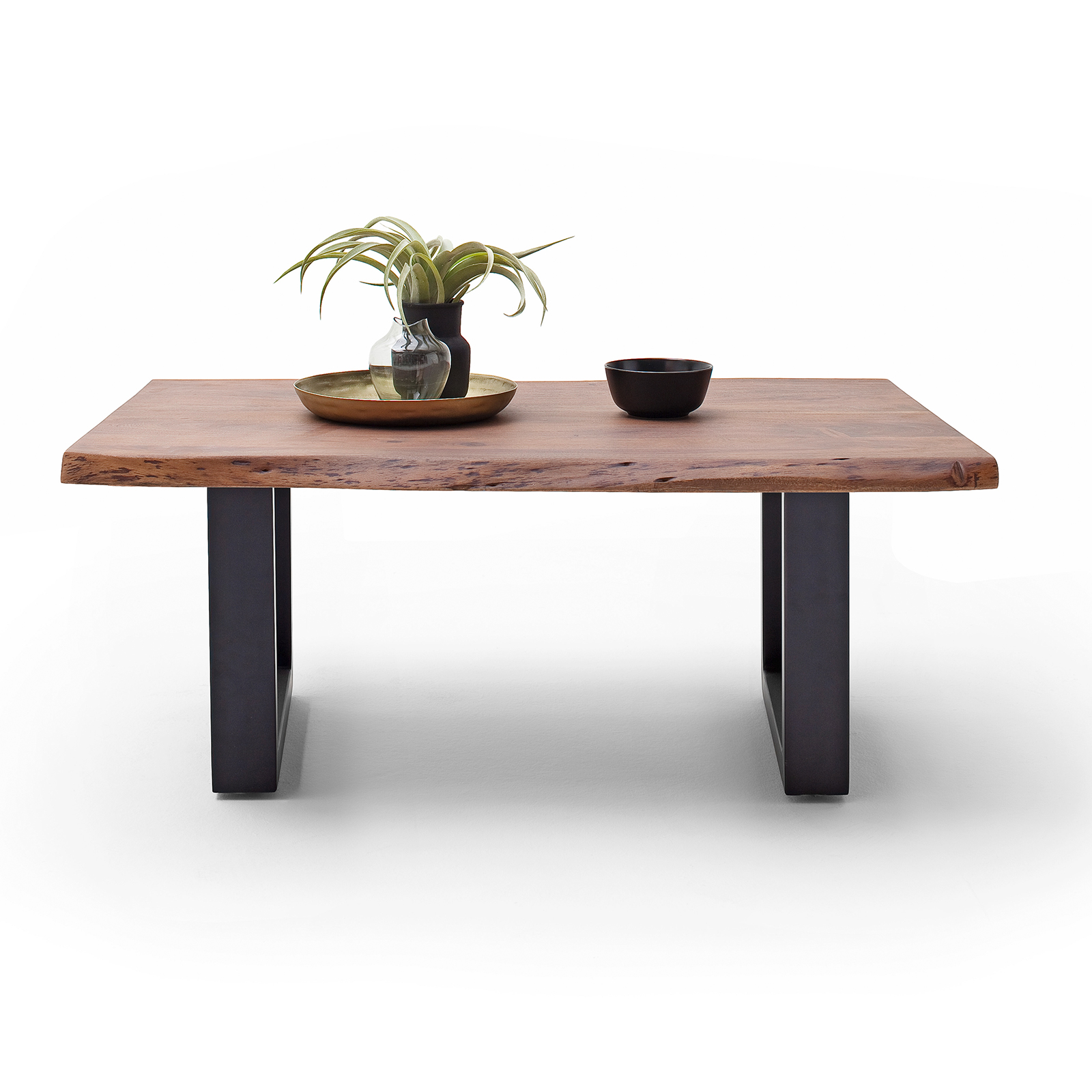 Couchtisch CARTAGENA - Akazie Walnuss massiv - anthrazit - U-Gestell - 110x70 cm