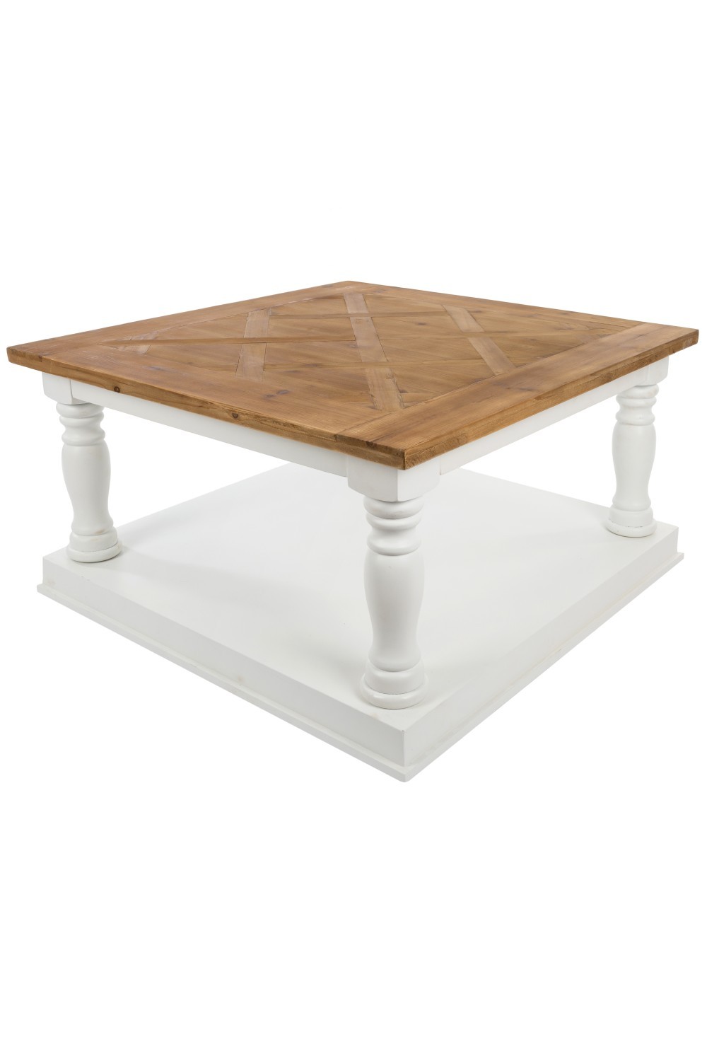 Couchtisch COLONIAL - weiß - teilmassiv - 80 cm