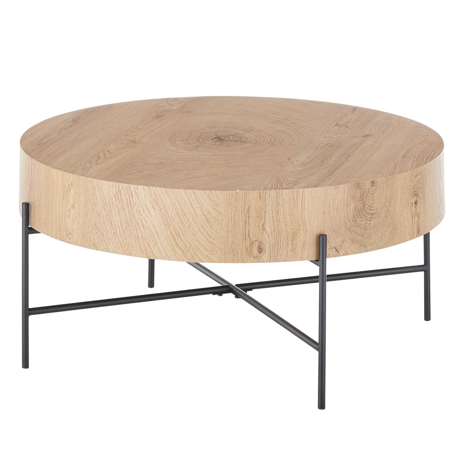 Couchtisch - Eiche - schwarz matt - Ø 80 cm