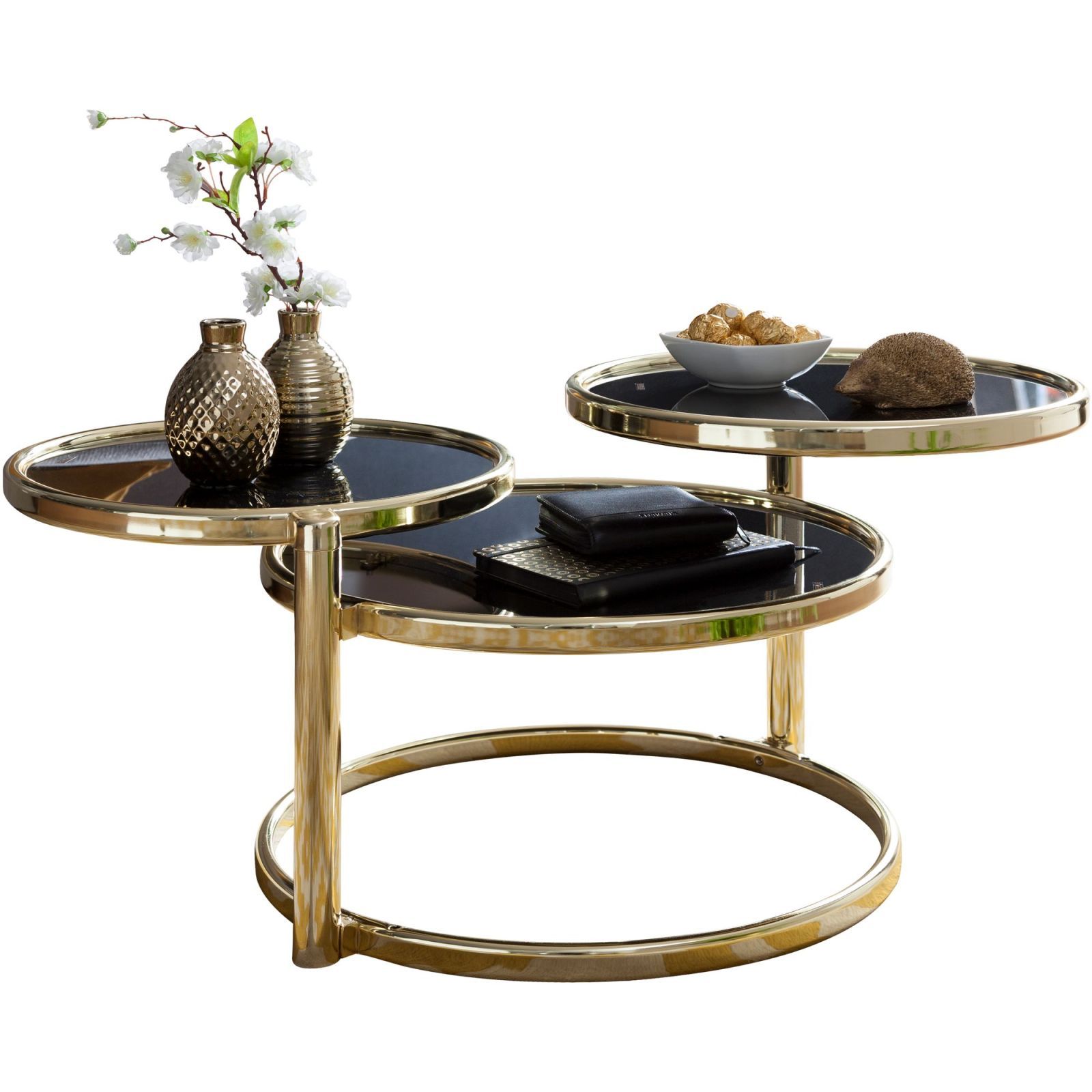 Couchtisch - gold-schwarz - rund