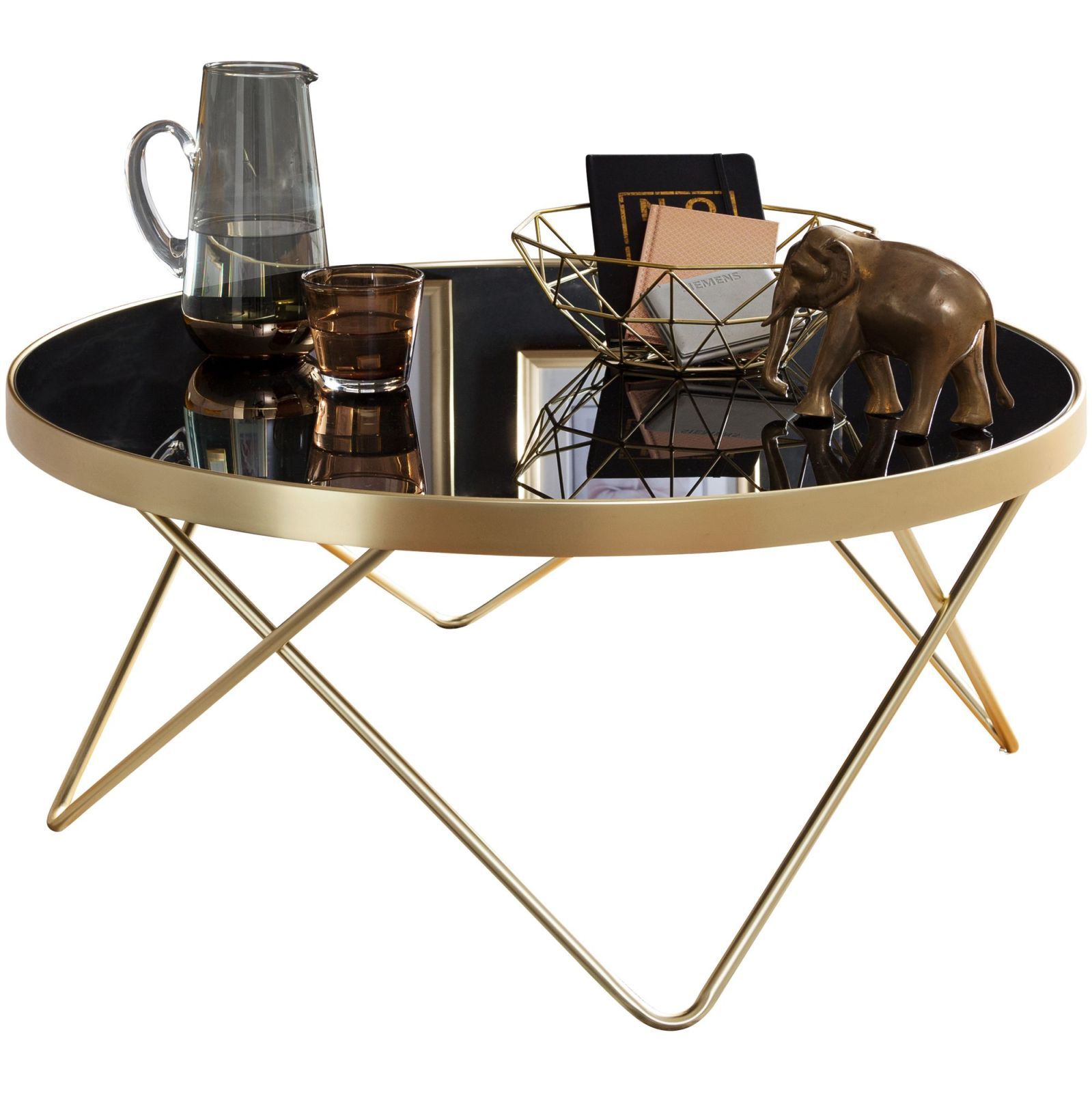 Couchtisch - gold-schwarz - rund