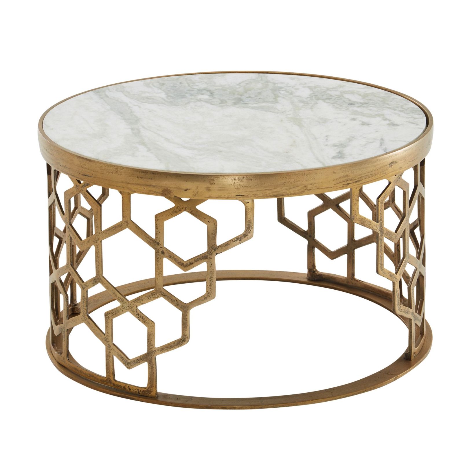 Couchtisch - gold-weiß - Marmor - 60 cm