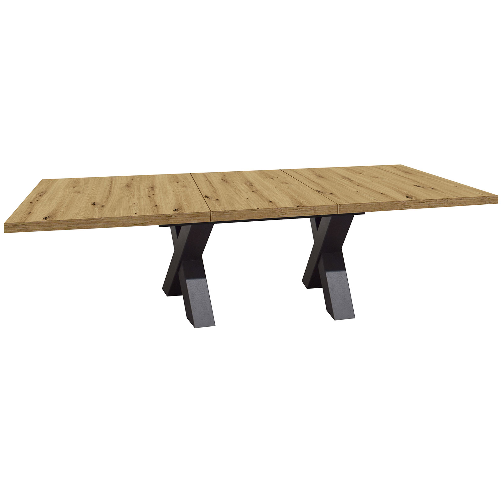 Couchtisch - Graphit-Asteiche - X-Gestell - ausziehbar